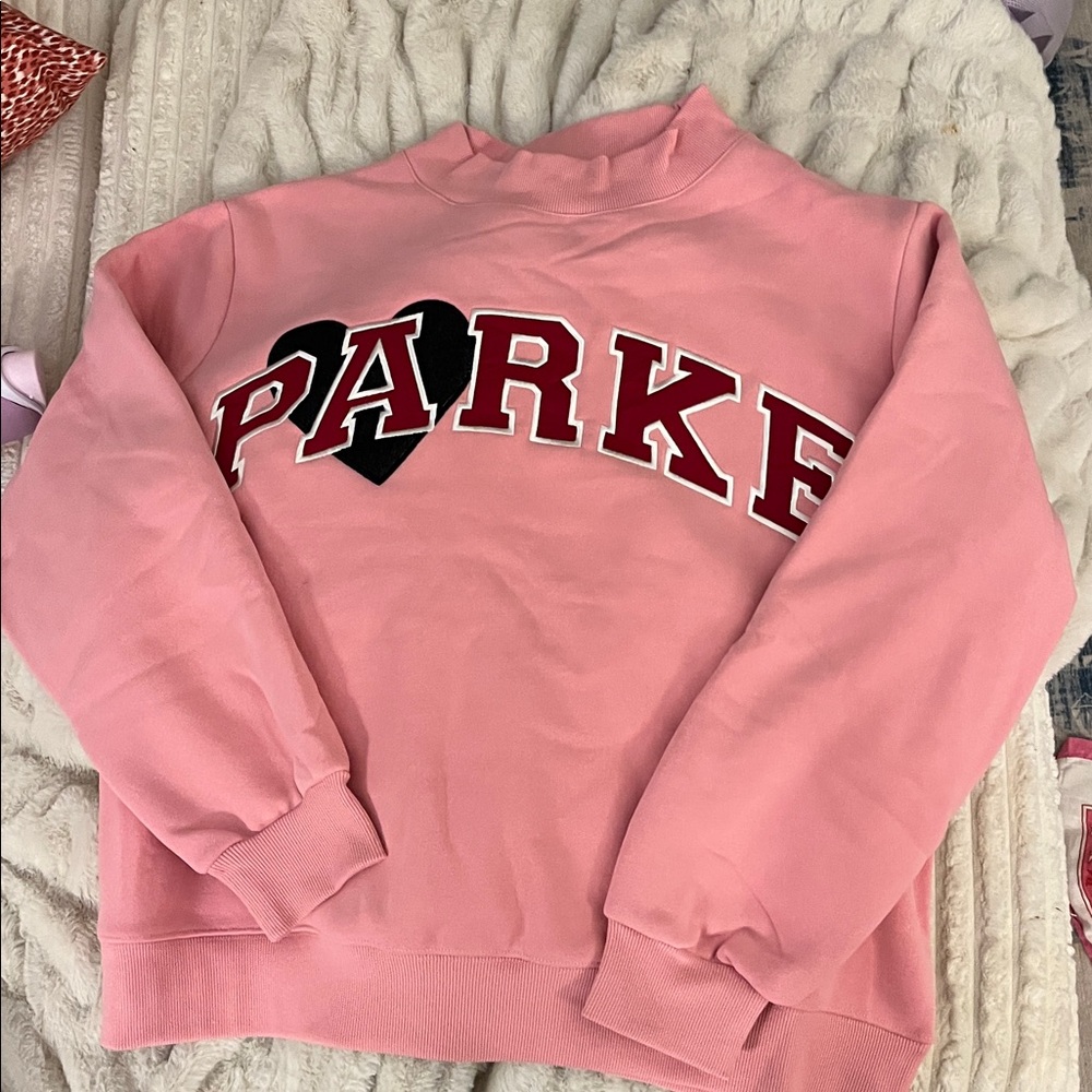 Parke Jean Heart Varsity Mockneck Blush NWT - Picture 5 of 7